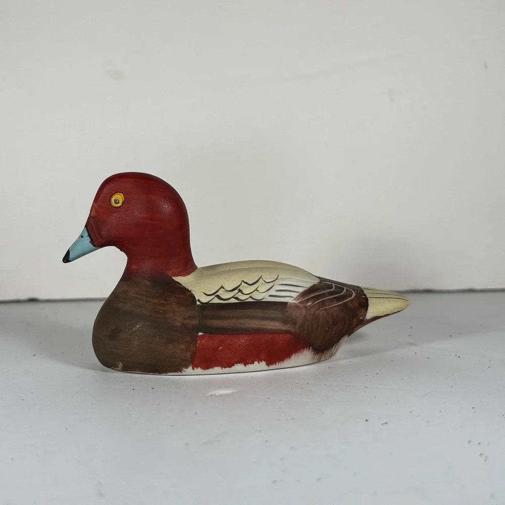 Vintage‎ Redhead Diving Duck Hand Painted Porcelain Decoy Bird Decor